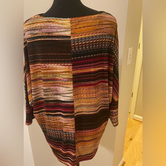 Saloos Size Large Lightweight Baggy Sleeve Scoopneck Earth Tone Coloured Top - Picture 5 of 9